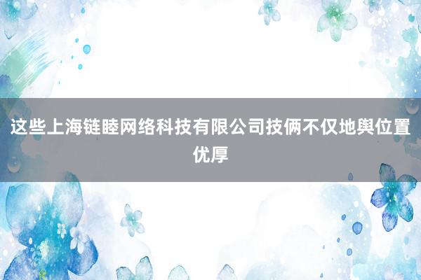 这些上海链睦网络科技有限公司技俩不仅地舆位置优厚